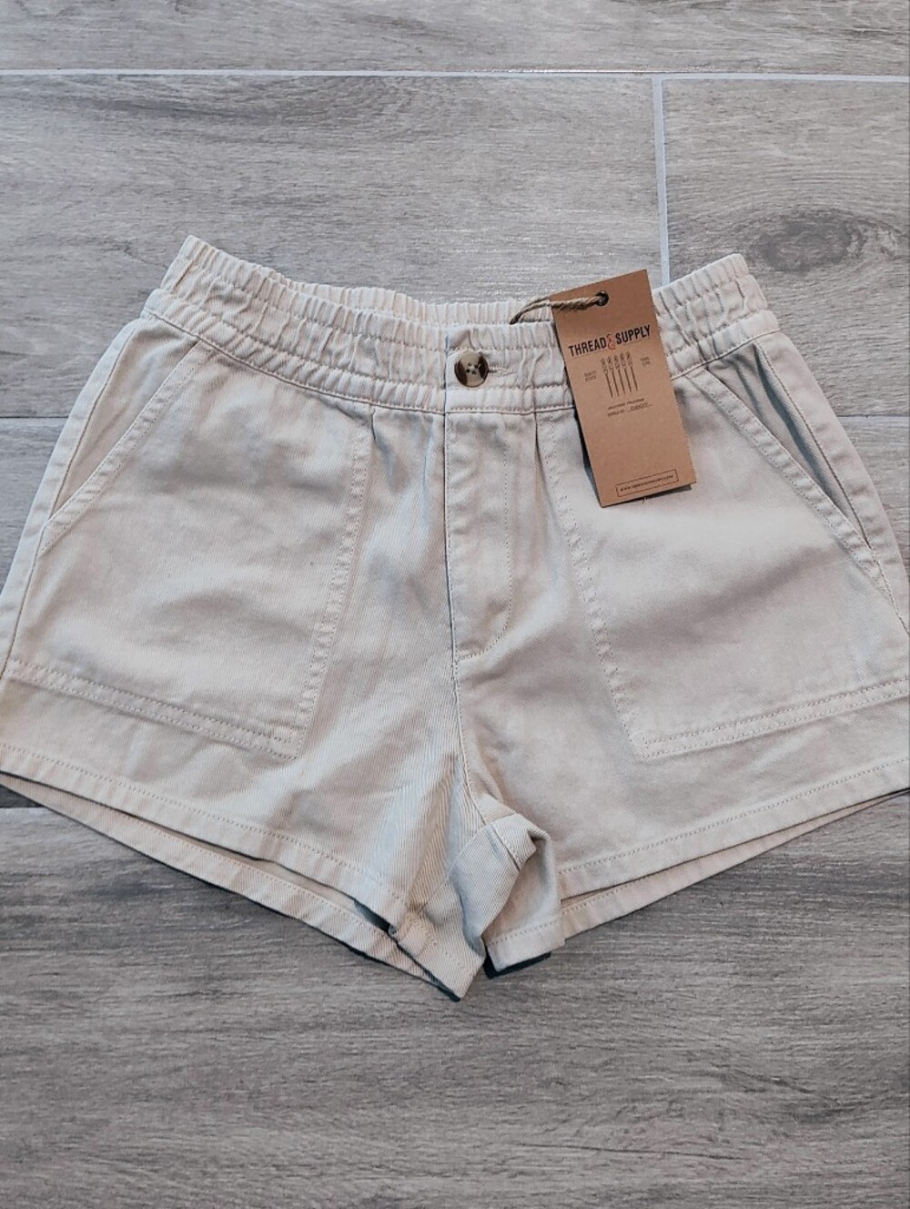 Thread & Supply High-Waist Elastic Short — Light Beige